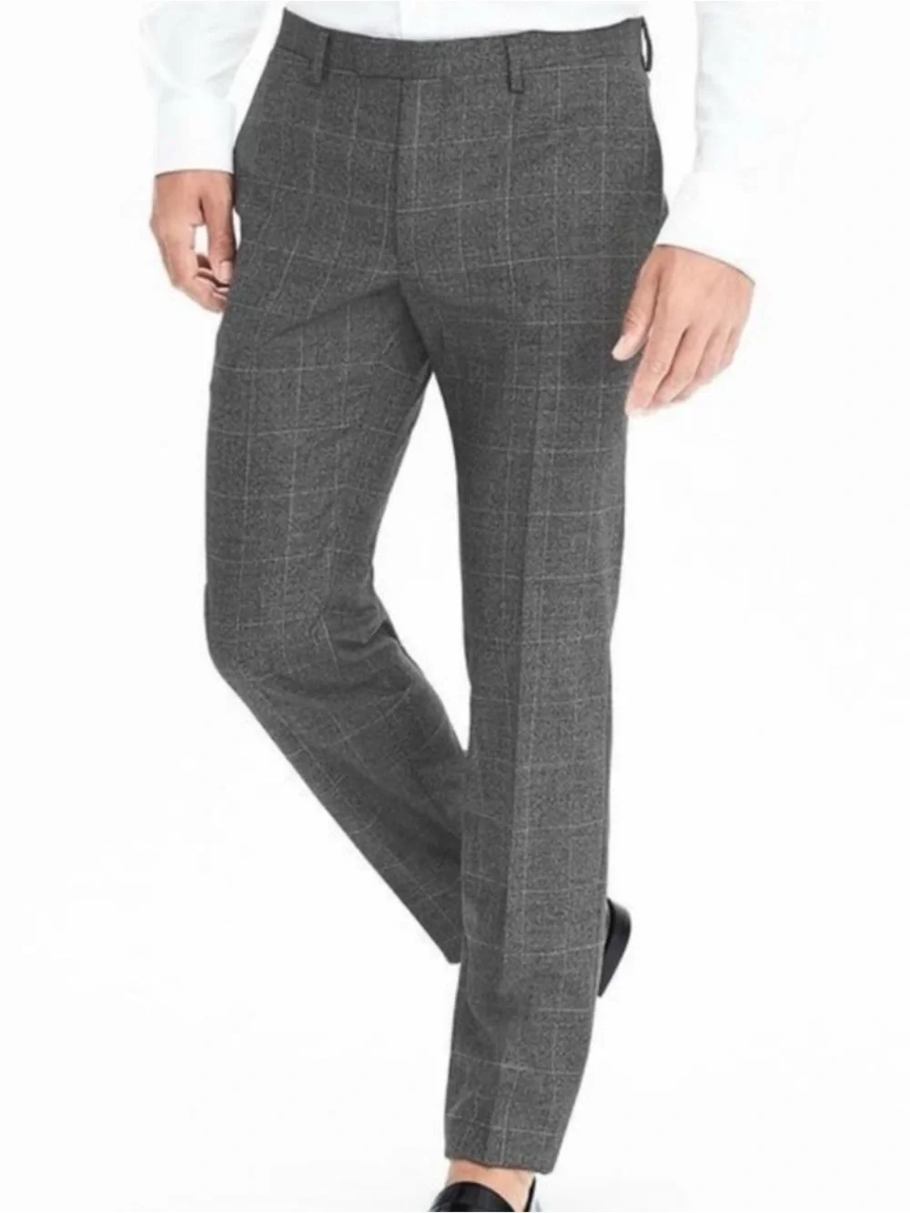 Banana Republic Men’s Slim Fit Dress Pants // Gray Plaid // 33 X 34